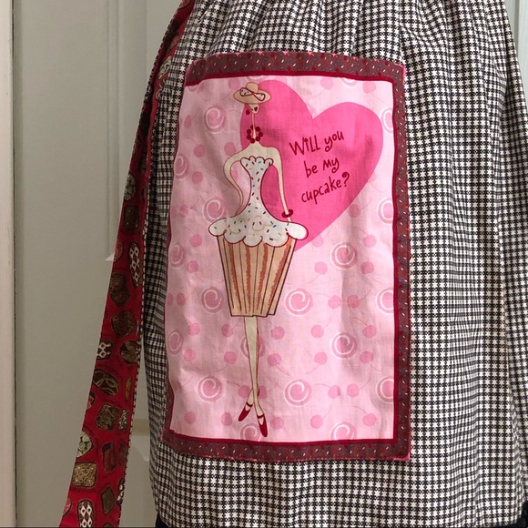 NEW Pinafore Apron Hostess Novelty Reversible Cottage Core Custom Made Sz L - Picture 12 of 16